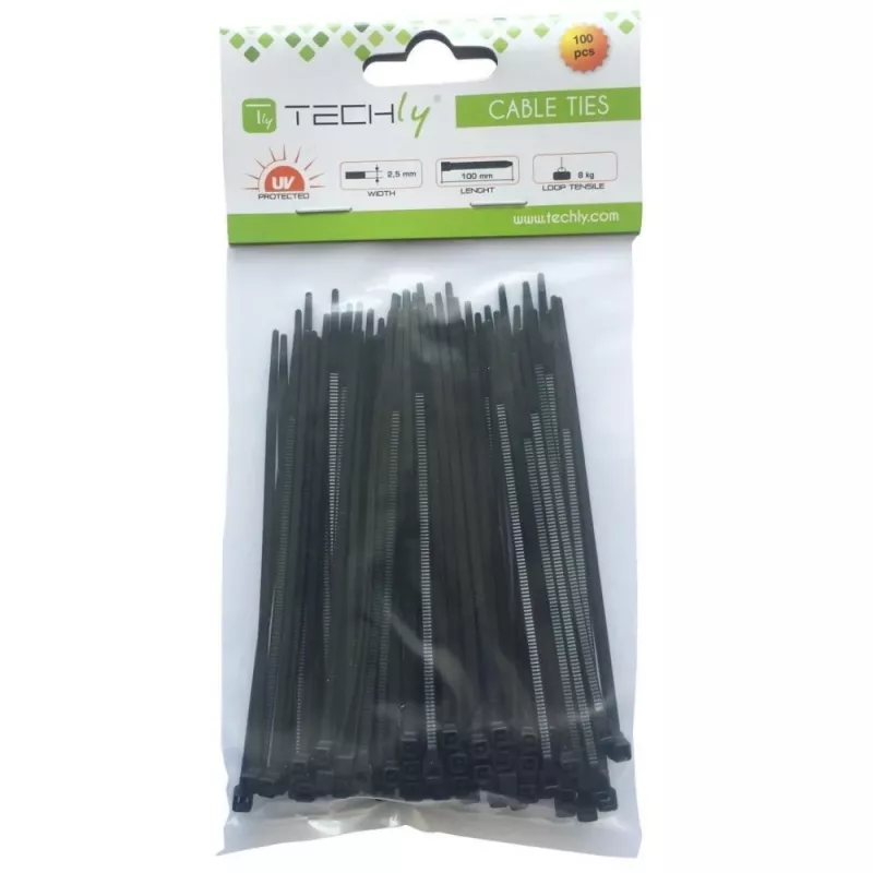 Abraçadeiras de nylon Techly Patch 100X2,5 mm 100 unid. preto ISWT-10025-BK