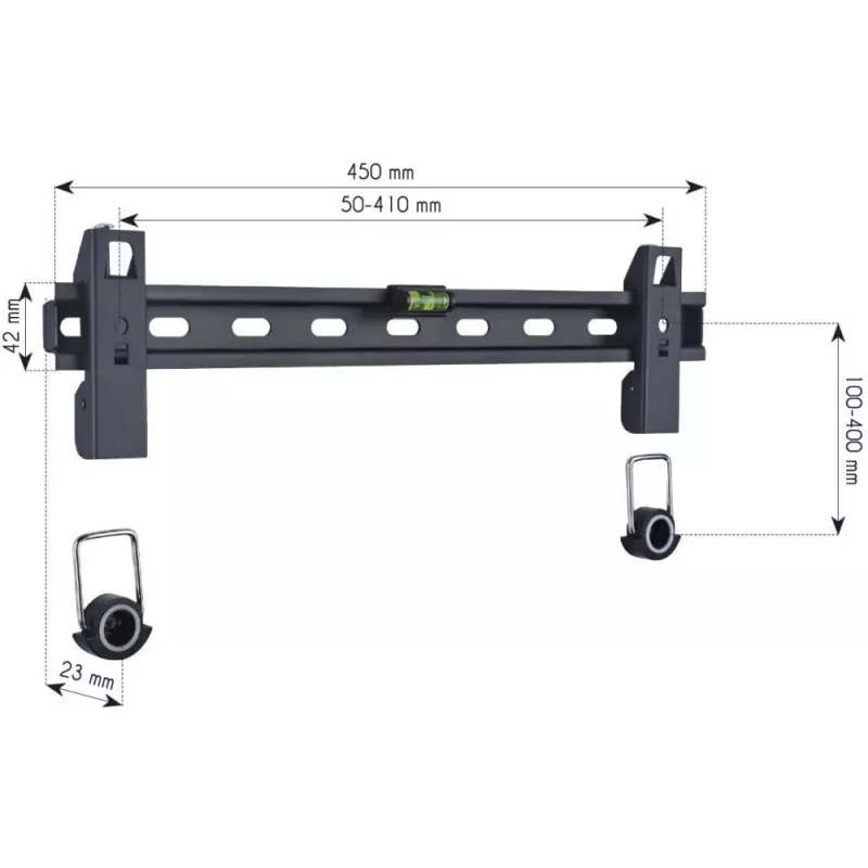Suporte de parede Techly 23-55 fixo fino para LED TV LCD preto ICA-PLB 139M