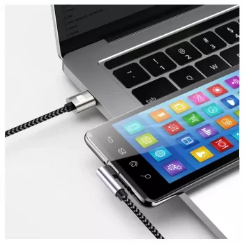 Cabo Techly USB-C macho 2.0 / USB-C macho angular 3A 1 m alumínio