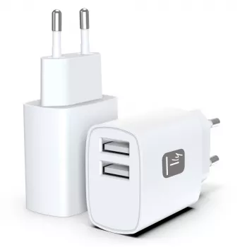 Techly IPW-USB-12W2A Carregador para dispositivos móveis Auscultadores, Altifalante portátil, Powerbank, Smartphone, Tablet Branco AC Interior