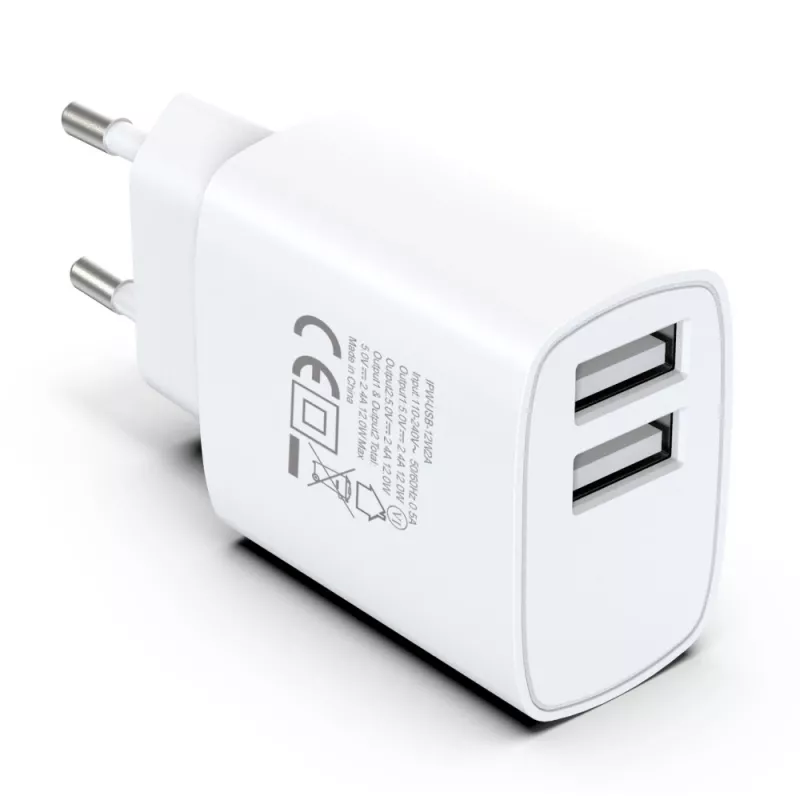 Techly IPW-USB-12W2A Carregador para dispositivos móveis Auscultadores, Altifalante portátil, Powerbank, Smartphone, Tablet Branco AC Interior
