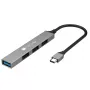 Techly IUSB32-HUB4C-3U2SLS Docking station/Replicador de portas para portátil com fios USB 3.2 Gen 1 (3.1 Gen 1) Type-C cinzento