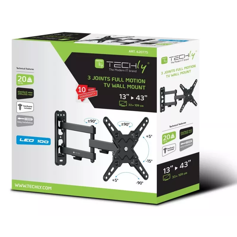 Techly ICA-LCD 423 Suporte de parede/base para TV 106,7 cm (42 polegadas) Preto