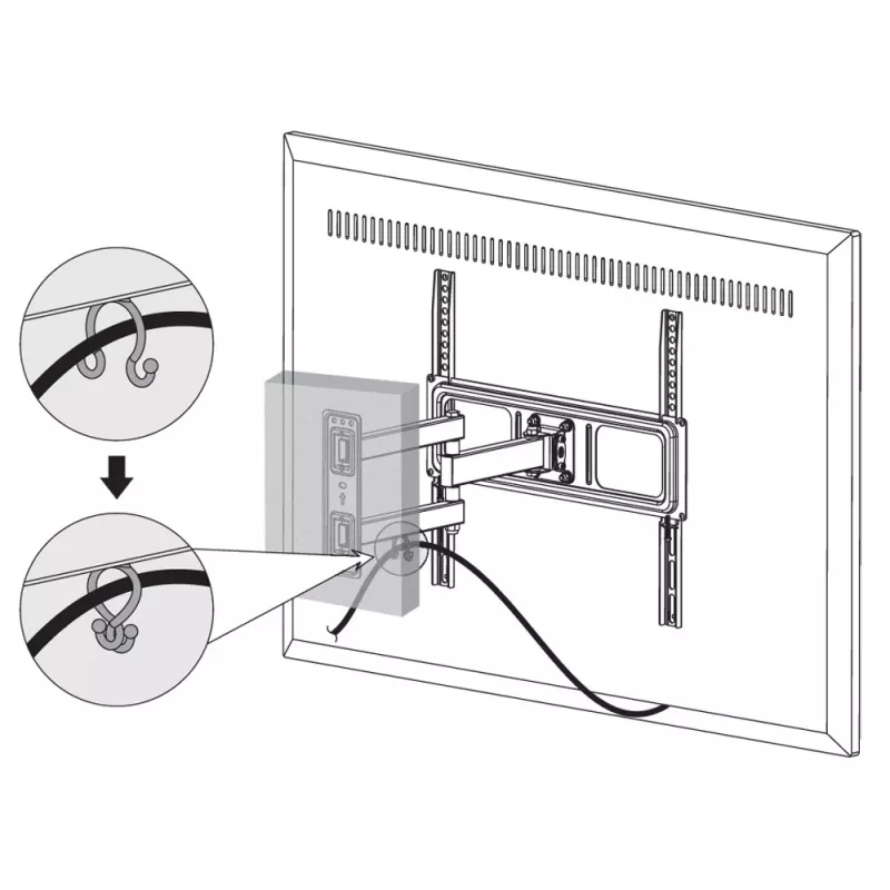 Techly Suporte de parede para TV LED-LCD 32-55 polegadas Full-Motion, 400 x 400 mm, -15 - 10°, 10 - 90°, 180°, Aço, Preto