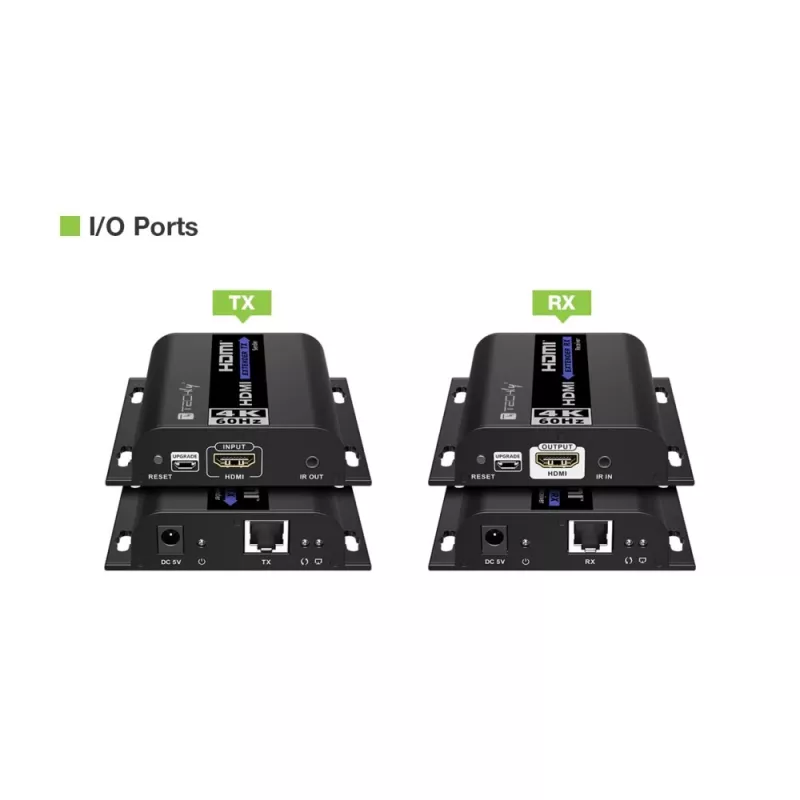 Techly IDATA EXTIP-483 Extensor AV Transmissor e recetor AV Preto