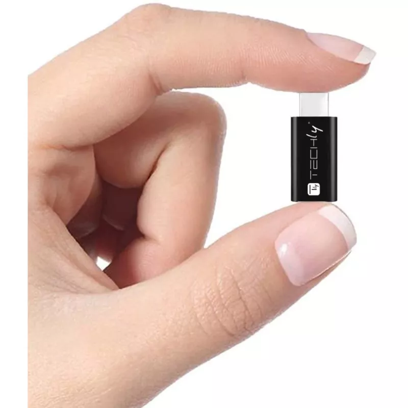 Techly IADAP USBC-MBKT Cabo adaptador de género Micro-USB Preto