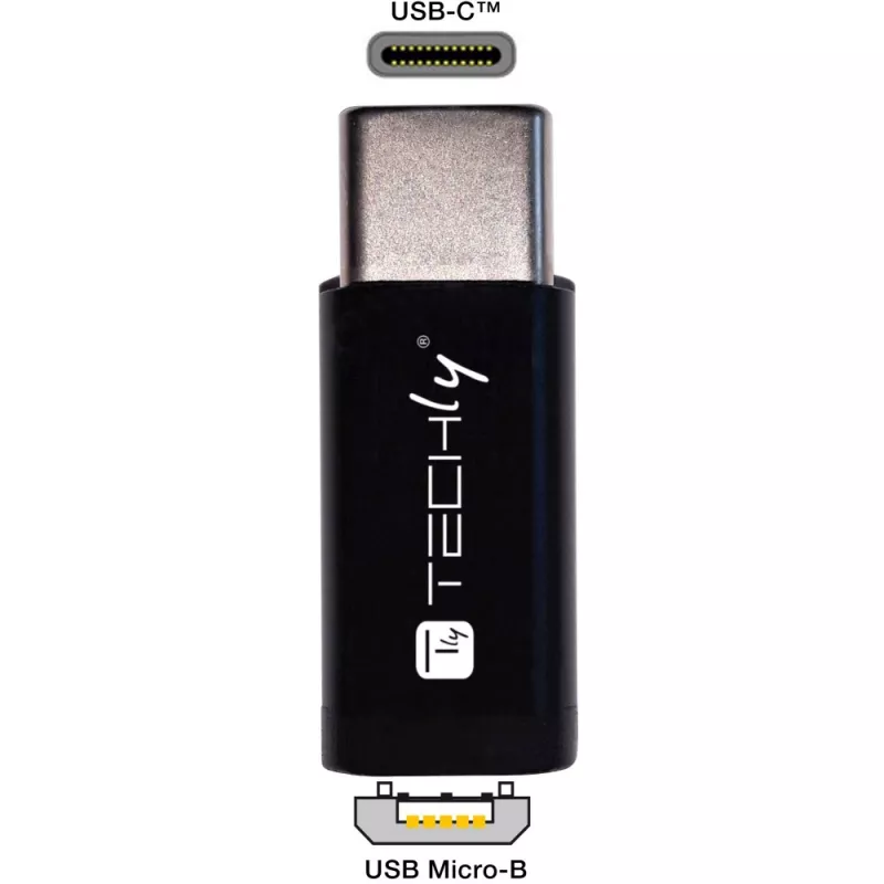 Techly IADAP USBC-MBKT Cabo adaptador de género Micro-USB Preto