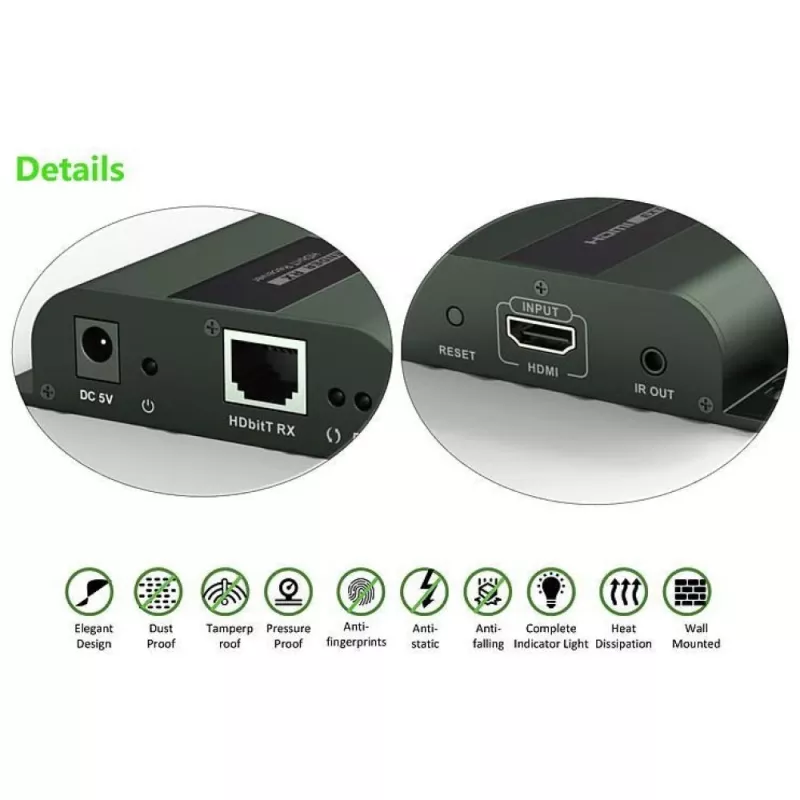 Techly Recetor extensor IR HDMI HDbitT adicional até 120m cabo Cat.6
