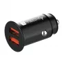 Techly Carregador de automóvel mini 2 portas USB-A Quick Charge 3.0 36W Preto Metal