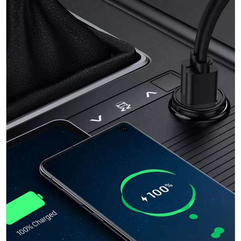 Techly Carregador de automóvel mini 2 portas USB-A Quick Charge 3.0 36W Preto Metal