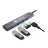 Techly IUSB32-HUB4A-4U3SL Docking station/replicador de portas para portátil Com fios USB 3.2 Gen 1 (3.1 Gen 1) Type-A Cinzento