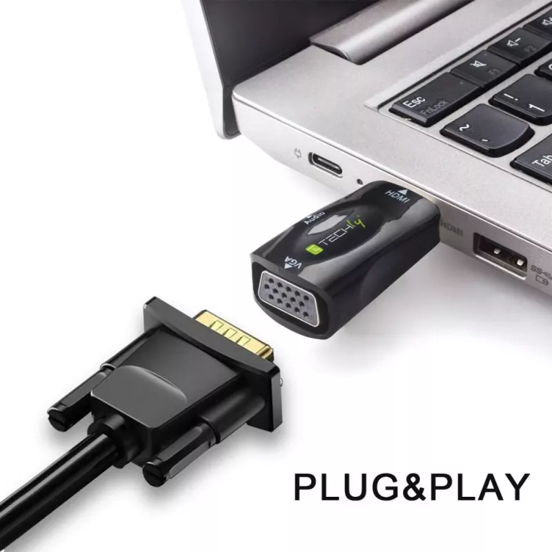 Techly IDATA HDMI-VGA2MABT2 Conversor de sinal de vídeo Conversor de vídeo passivo 1920 x 1080 píxeis