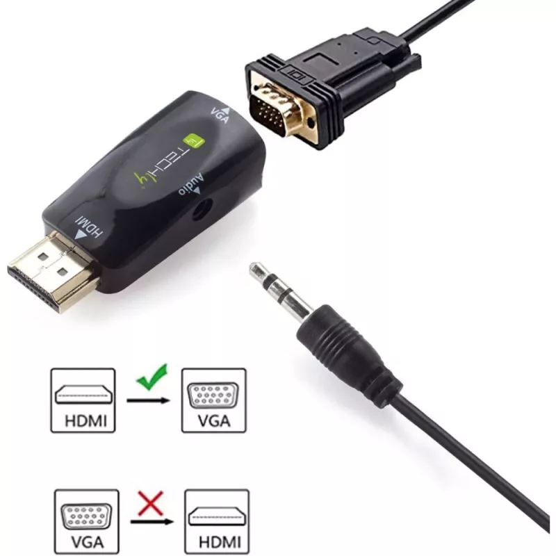 Techly IDATA HDMI-VGA2MABT2 Conversor de sinal de vídeo Conversor de vídeo passivo 1920 x 1080 píxeis