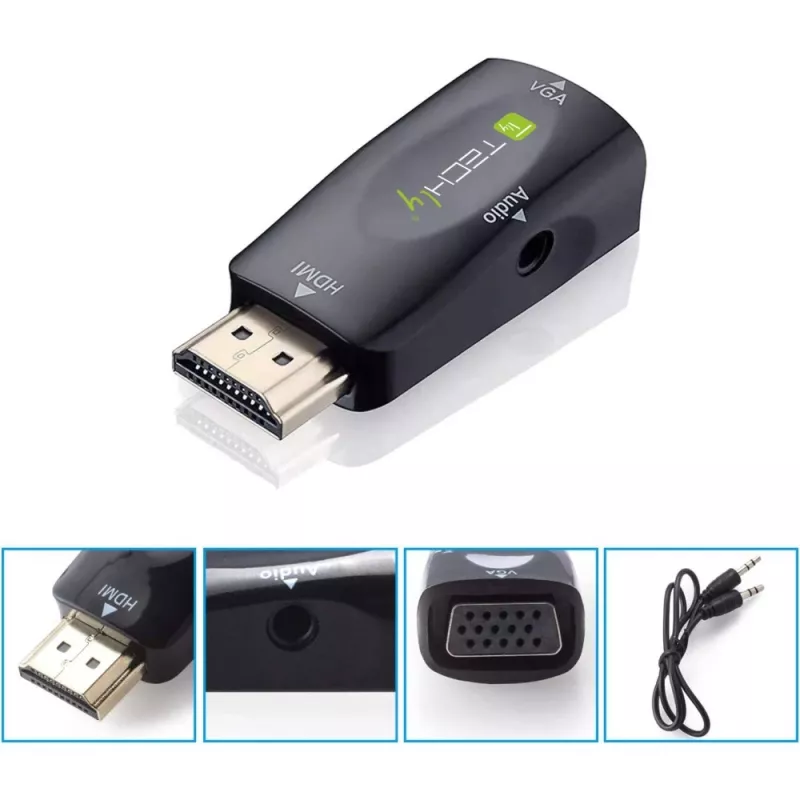 Techly IDATA HDMI-VGA2MABT2 Conversor de sinal de vídeo Conversor de vídeo passivo 1920 x 1080 píxeis