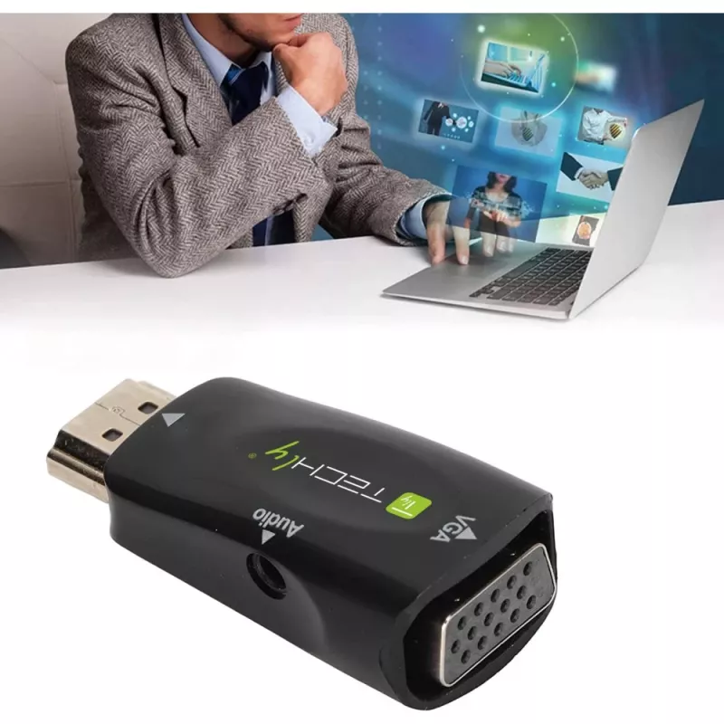 Techly IDATA HDMI-VGA2MABT2 Conversor de sinal de vídeo Conversor de vídeo passivo 1920 x 1080 píxeis