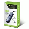 Techly IDATA USB-ETGIGA3AA Docking station/replicador de portas para portátil Com fios USB 3.2 Gen 1 (3.1 Gen 1) Type-A Preto, Prateado