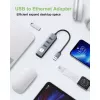 Techly IDATA USB-ETGIGA3AA Docking station/replicador de portas para portátil Com fios USB 3.2 Gen 1 (3.1 Gen 1) Type-A Preto, Prateado