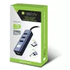 Techly IDATA USB-ETGIGA3CA Docking station/replicador de portas para portátil Com fios USB 3.2 Gen 1 (3.1 Gen 1) Type-A + Type-C Preto, Prateado