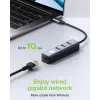 Techly IDATA USB-ETGIGA3CA Docking station/replicador de portas para portátil Com fios USB 3.2 Gen 1 (3.1 Gen 1) Type-A + Type-C Preto, Prateado