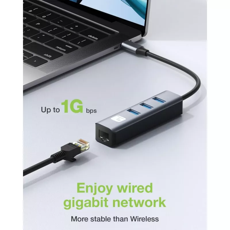 Techly IDATA USB-ETGIGA3CA Docking station/replicador de portas para portátil Com fios USB 3.2 Gen 1 (3.1 Gen 1) Type-A + Type-C Preto, Prateado