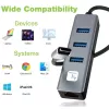 Techly IDATA USB-ETGIGA3CA Docking station/replicador de portas para portátil Com fios USB 3.2 Gen 1 (3.1 Gen 1) Type-A + Type-C Preto, Prateado