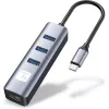 Techly IDATA USB-ETGIGA3CA Docking station/replicador de portas para portátil Com fios USB 3.2 Gen 1 (3.1 Gen 1) Type-A + Type-C Preto, Prateado