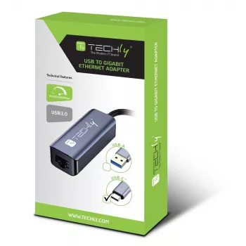 Techly IDATA USB-ETGIGA-CA Docking station/replicador de portas para portátil Com fios USB 3.2 Gen 1 (3.1 Gen 1) Type-C Preto, Prateado