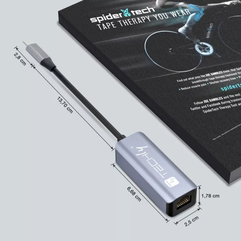 Techly IDATA USB-ETGIGA-CA Docking station/replicador de portas para portátil Com fios USB 3.2 Gen 1 (3.1 Gen 1) Type-C Preto, Prateado