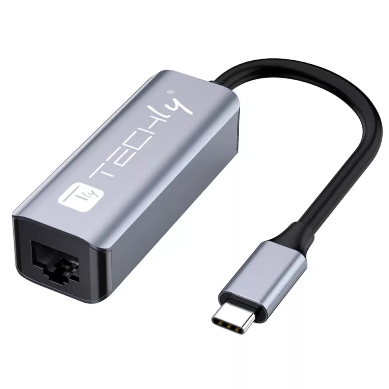 Techly IDATA USB-ETGIGA-CA Docking station/replicador de portas para portátil Com fios USB 3.2 Gen 1 (3.1 Gen 1) Type-C Preto, Prateado