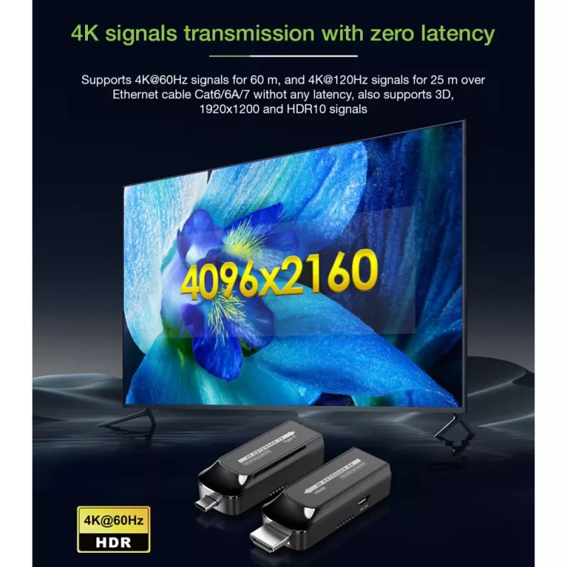 Techly IDATA EXT-600HC Extensor AV Transmissor e recetor AV Preto