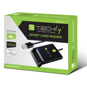 Techly I-CARD CAM-USB2TY2 Leitor de cartões inteligentes Interior USB USB Type-A Preto