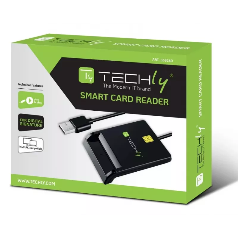 Techly I-CARD CAM-USB2TY2 Leitor de cartões inteligentes Interior USB USB Type-A Preto