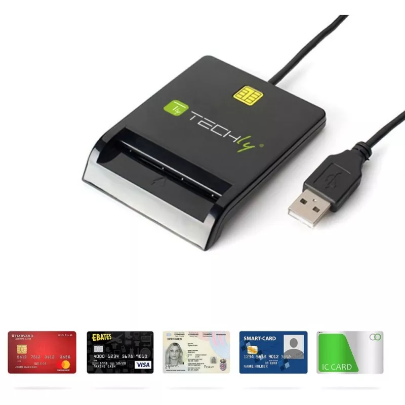 Techly I-CARD CAM-USB2TY2 Leitor de cartões inteligentes Interior USB USB Type-A Preto