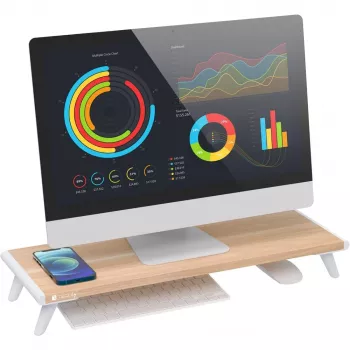 Techly ICA-MS 389 Suporte para monitor/base Secretária Branco, Madeira