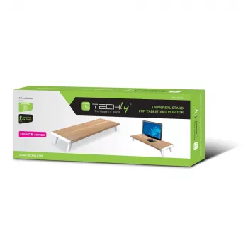 Techly ICA-MS 389 Suporte para monitor/base Secretária Branco, Madeira