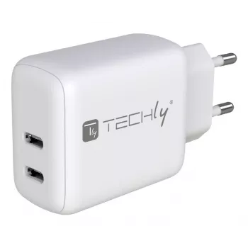Techly IPW-USB-2C35W Carregador para dispositivos móveis Portátil, Smartphone, Tablet Branco AC Interior Carregamento rápido