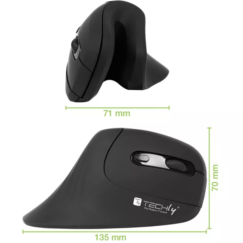 Techly IM 1100-VM-B Rato Médico Destro RF Wireless Ótico 3200 DPI
