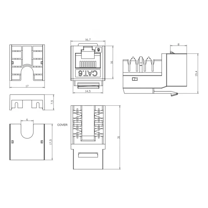 Techly IWP-KIT-C6U90 Módulo keystone