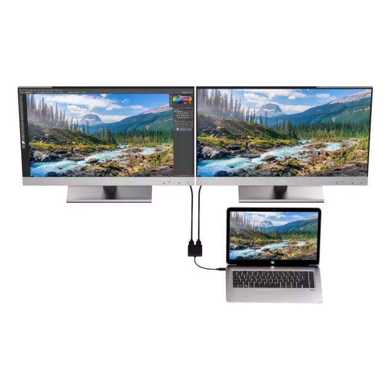 Techly IADAP USBC-HDMI2T4K Adaptador de cabo de vídeo 0,15 m USB Type-C 2 x HDMI Preto