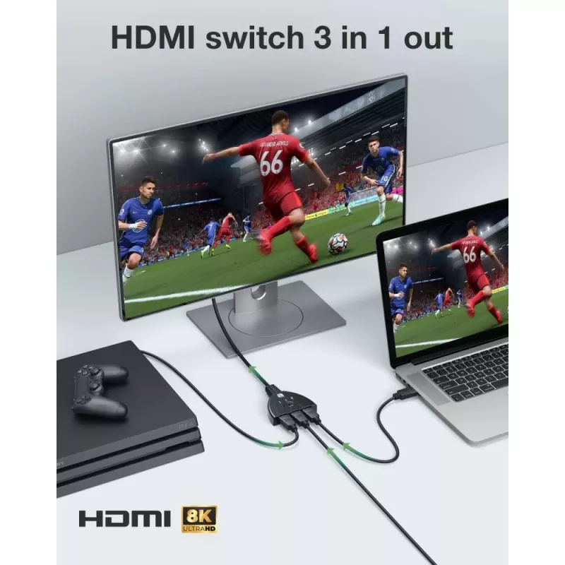 Techly IDATA HDMI-3F8K Comutador de vídeo