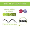 Techly ICOC-U3A-RJ45-020 Cabo adaptador de USB 3.0 Type-A para Gigabit Ethernet, 2 m, preto/prateado