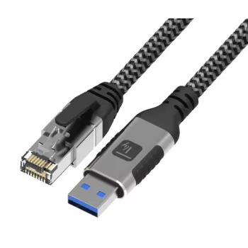 Techly ICOC U3A-RJ45-030 Cabo de rede Prateado, Preto 3 m Cat6 F/UTP (FTP)
