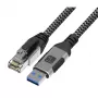 Techly ICOC-U3A-RJ45-050 Cabo adaptador de USB 3.0 Type-A para Gigabit Ethernet, 5 m, preto/prateado