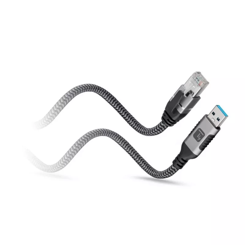 Techly ICOC-U3A-RJ45-050 Cabo adaptador de USB 3.0 Type-A para Gigabit Ethernet, 5 m, preto/prateado