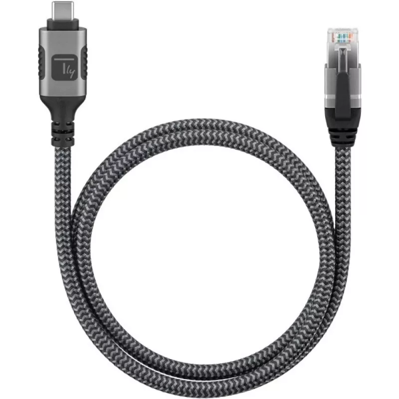 Techly ICOC U3C-RJ45-020 Cabo de rede Prateado, Preto 2 m Cat6 F/UTP (FTP)