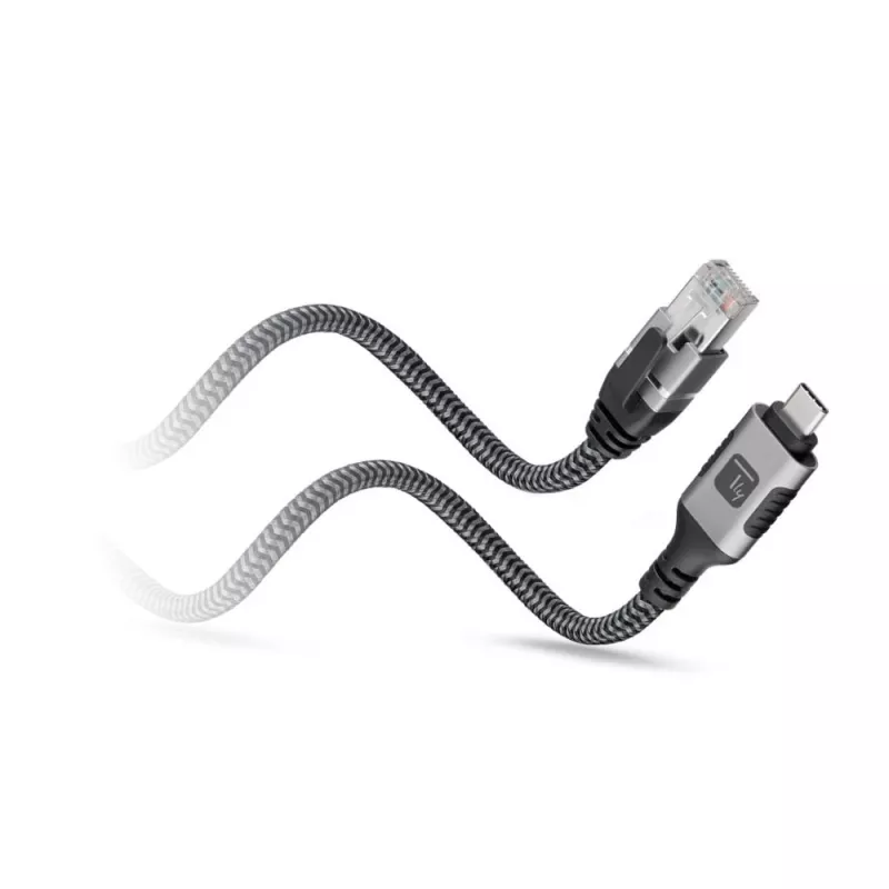 Techly ICOC U3C-RJ45-020 Cabo de rede Prateado, Preto 2 m Cat6 F/UTP (FTP)