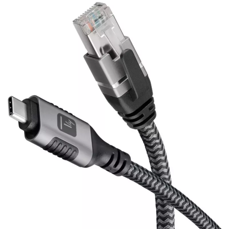 Techly ICOC U3C-RJ45-020 Cabo de rede Prateado, Preto 2 m Cat6 F/UTP (FTP)