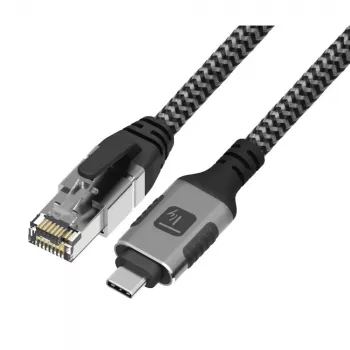 Techly ICOC U3C-RJ45-050 Cabo de rede Prateado, Preto 5 m Cat6 F/UTP (FTP)