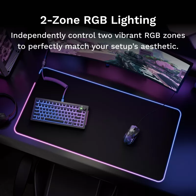 Tapete de rato Glorious Gaming GLORIOUS PAD 2 GLED - XL EXTENDED - preto