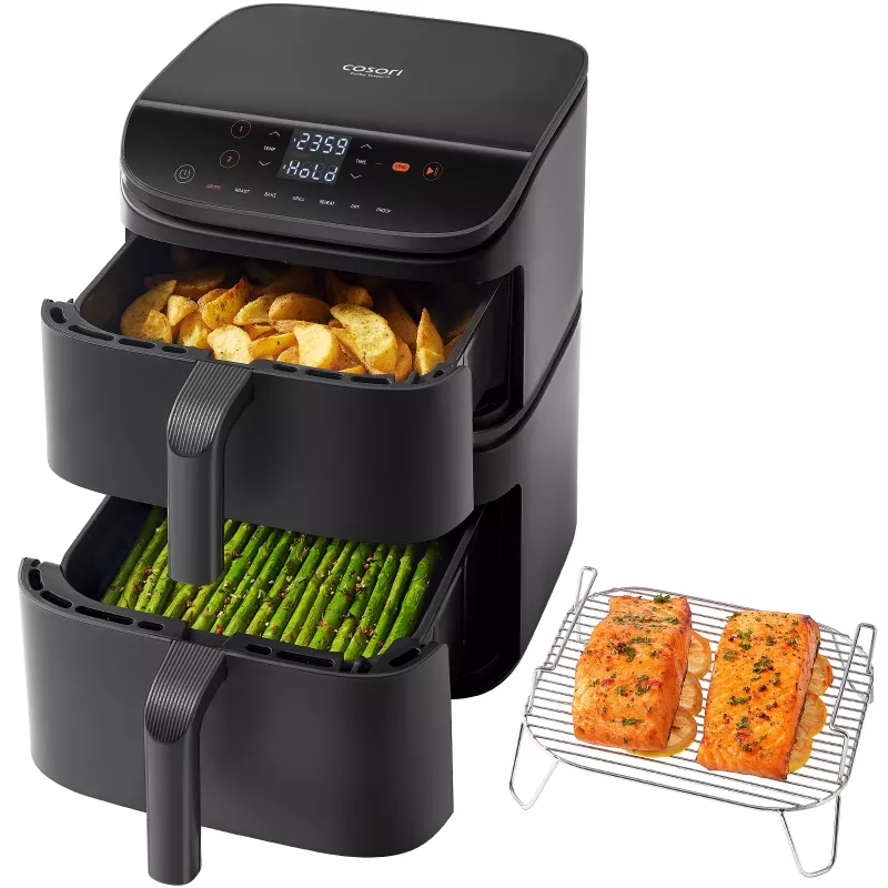 Fritadeira de ar quente Cosori Turbo Tower Double 10,8 L de pé 2630 W preto
